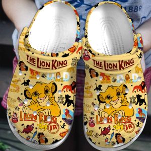 the lion king cartoon movie crocs crocband clogs shoes comfortable for men women and kids sportwearmerch exclusive simox, Amazing The Lion King Yellow Comfort Adult Crocs, Easy To Clean!, Adult, Comfort, Yellow