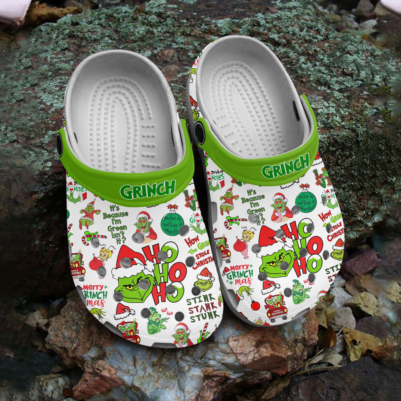 GSS0111302 3, Comfortable And Eye-catching Unisex Funny Grinch Crocs, Express Shipping Available, Comfortable, Eye-catching, Funny, Unisex