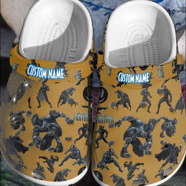 dc93b3fa d3cd 4f03 871e ef85c09cd9c2 1, Personalized Black Panther Yellow Crocs For Fans, Personalized, Yellow