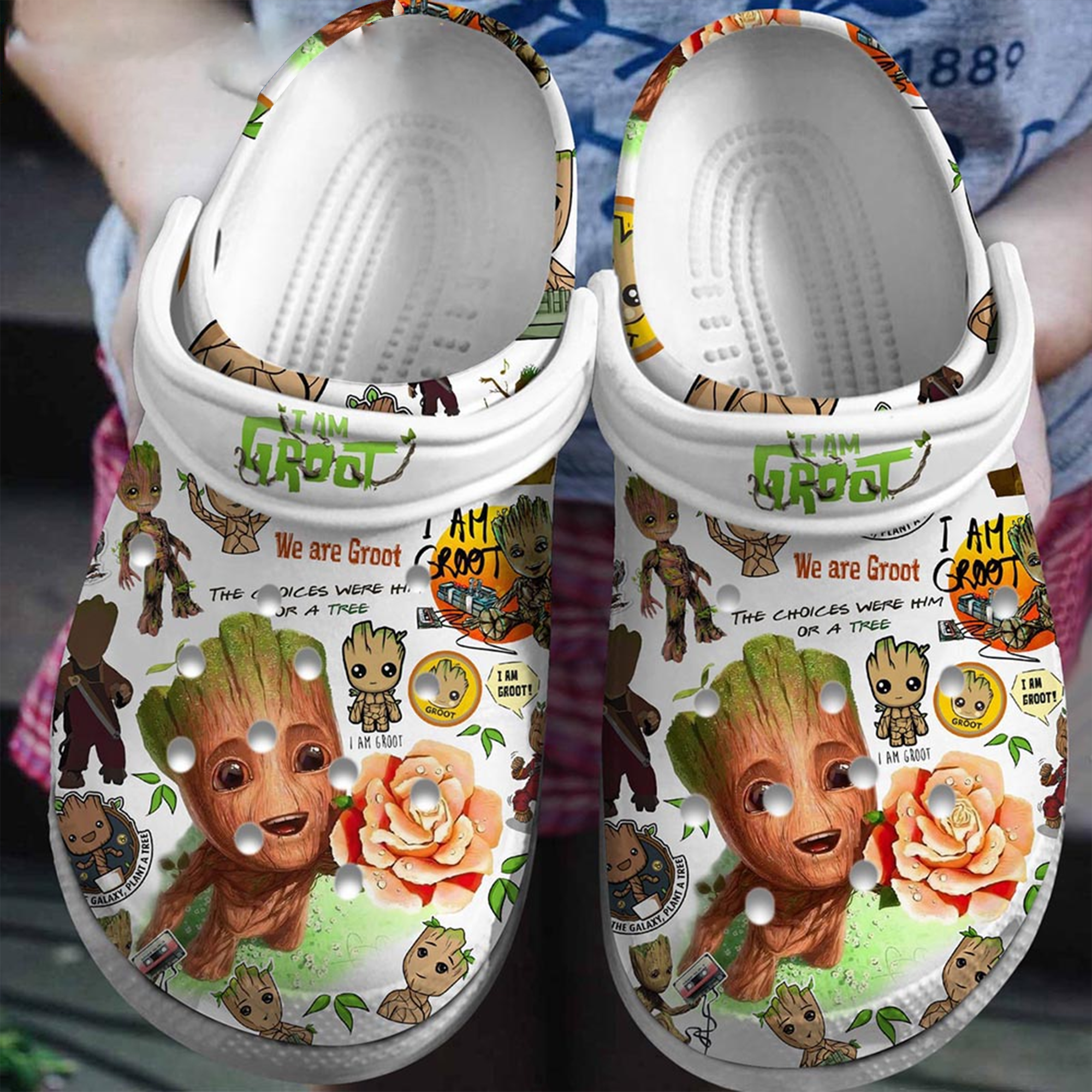 for fans classic good looking and cool crocs we are groot on the white crocs quick delivery available trgbt