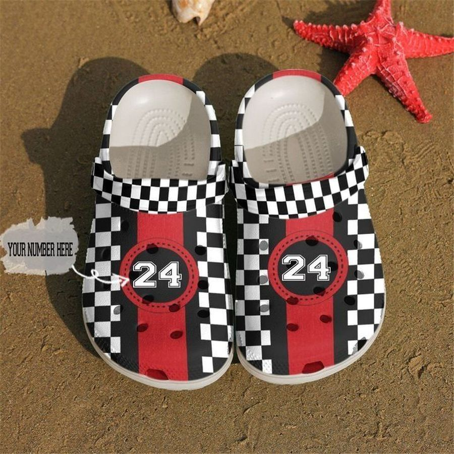 personalized breathable and durable checkered flag crocs order now for a special discount fb2yr