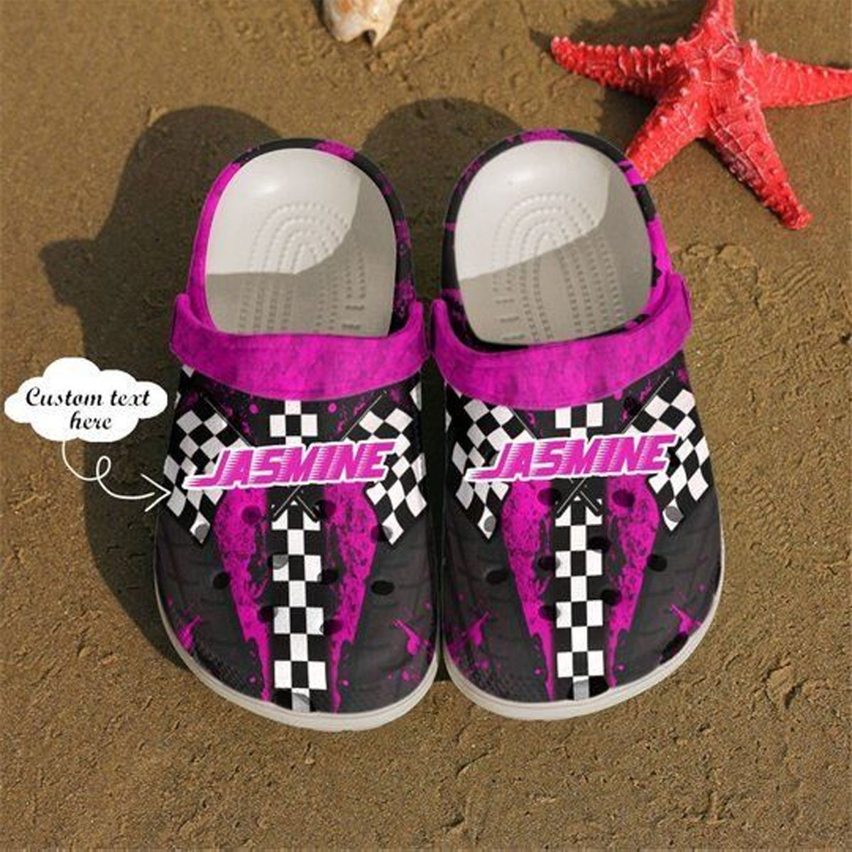 personalized breathable and water resistant checkered flag crocs funny gengar on the white crocs fast shipping c82lw