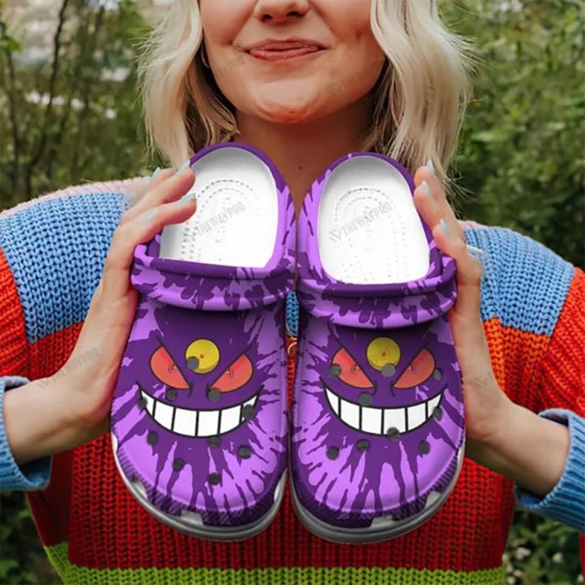 special design breathable and durable gengar on the purple crocs buy more save more sgsib