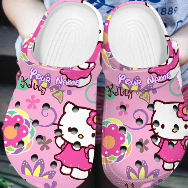 GSU1701411custom mockup 2, Limited Edition Crocs Cartoon Hello Kitty Cute Floral Pattern Clogs, Size 8, Shop Now!, Cute, Size 8