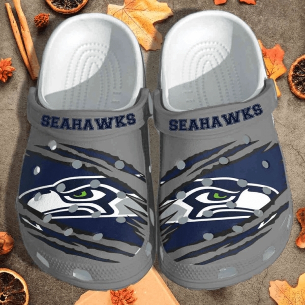 image 81, Fuzzy And Lightweight Seattle Seahawks NFL Grey Crocs, Must-have For Outdoor NFL Fans, Fuzzy, Grey, Lightweight