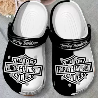 harley davidson black and white classic crocs fun and safe for outdoor play d4kl0